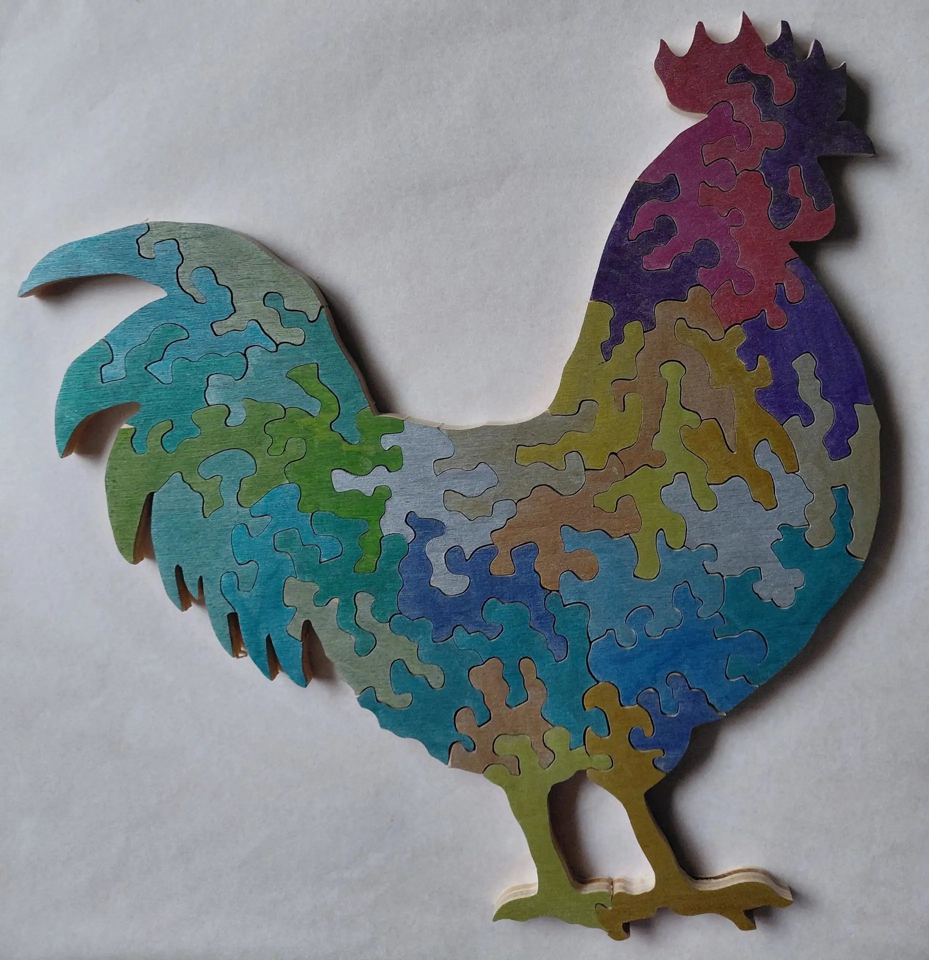 rooster hand-crafted wooden puzzle